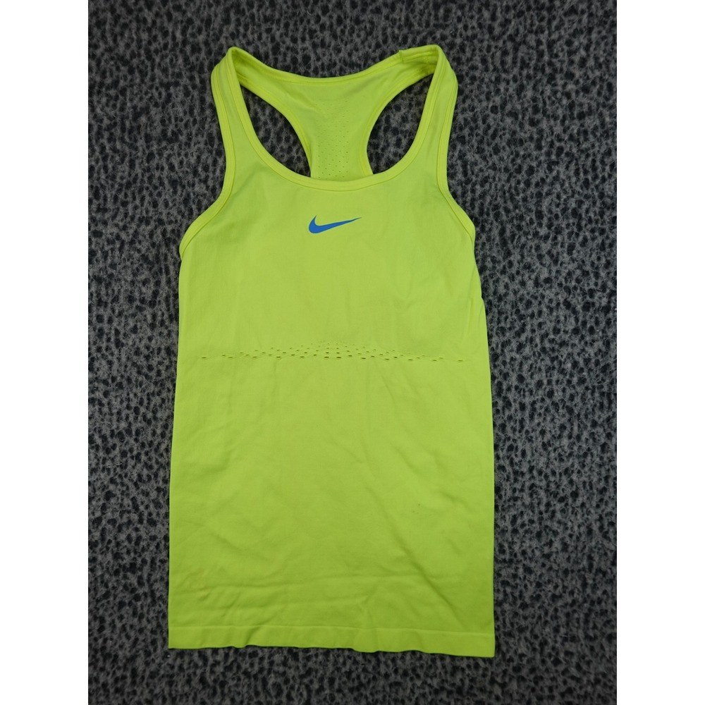 Nike Pro Tank Top Womens Medium Neon Yellow 504625-702 Dri-FIT Racerback